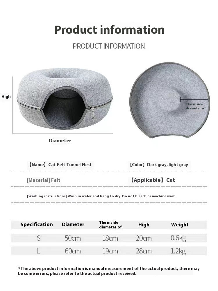 Comfortable Round Pet Bed With Tunnel Design